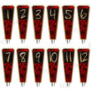 Oak Wood Numbered Beer Tap Handles - Red / Black Grunge