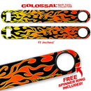 Kolorcoat™ 11" Long COLOSSAL™ Speed Bottle Opener – Flames – Orange / Black
