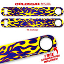 Kolorcoat™ 11" Long COLOSSAL™ Speed Bottle Opener – Flames – Yellow / Blue
