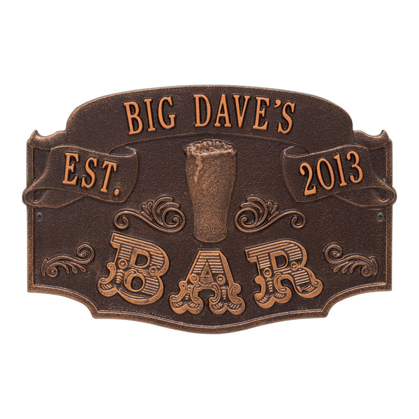 Cast Aluminum Plaque - "Established Bar" - CUSTOMIZABLE