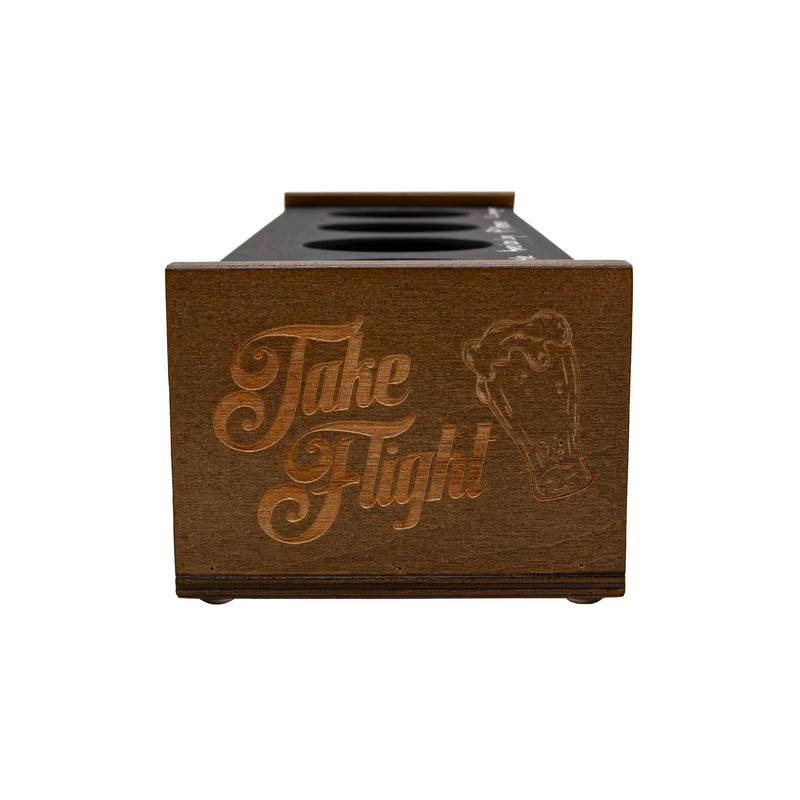 Beer Flight Tray With Chalkboard Top - Walnut Stain - 4 Glasses