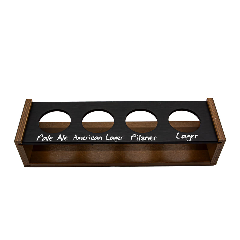 Beer Flight Tray With Chalkboard Top - Walnut Stain - 4 Glasses