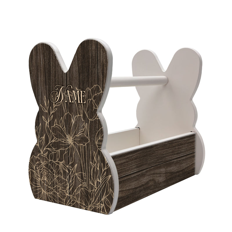 Wooden Bunny Basket - Customizable Floral