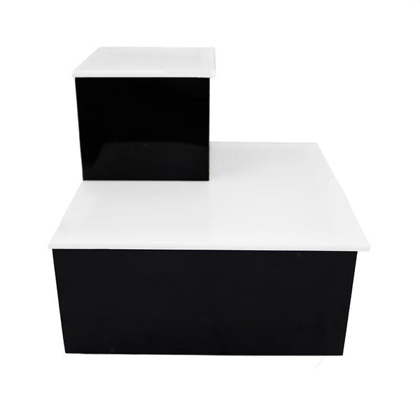 BarConic® LED Liquor Bottle Display Shelf - Outside Corner - 2 Steps - Black
