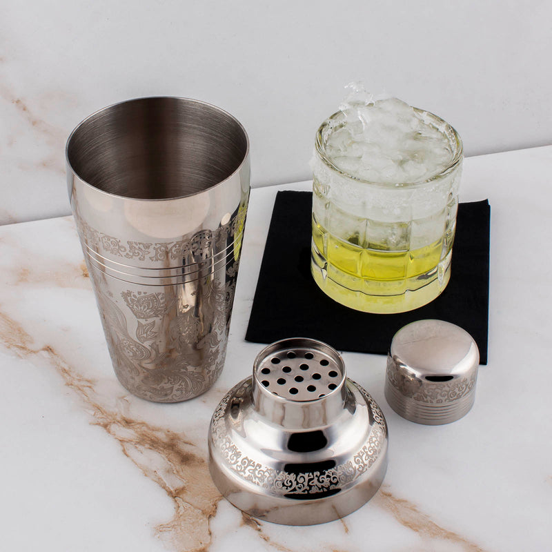 BarConic® 3 piece Shaker - Vintage Etched - 16 ounce