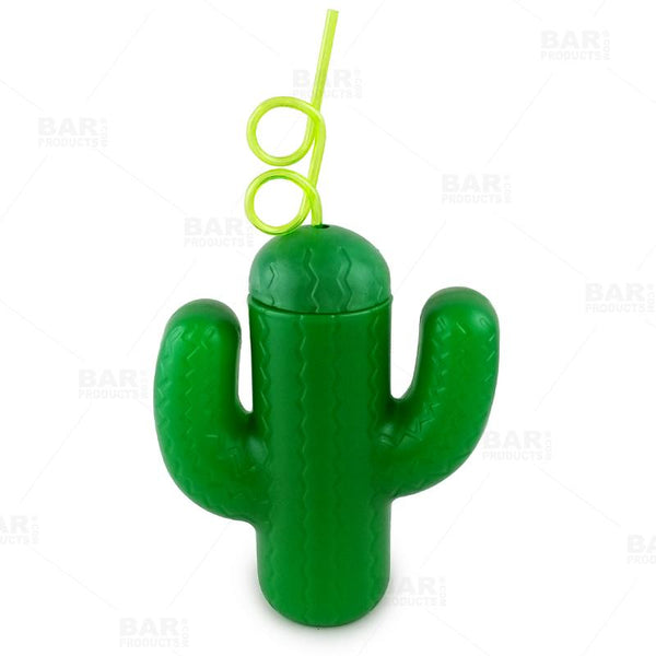 BarConic® Plastic Cactus Cup w/Lid and Straw - 20oz