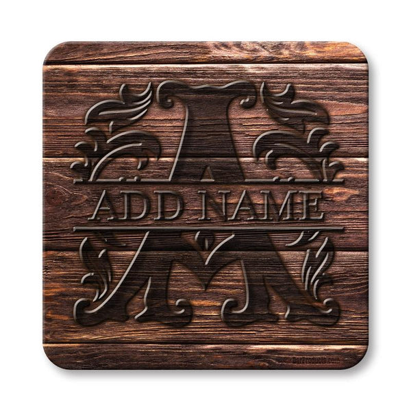 CUSTOMIZABLE Wood Monogram Letter - Cork Bottom Coaster