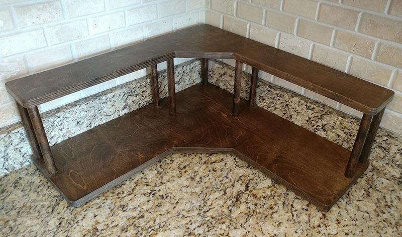 Counter Caddies™ - Stained Finish - CORNER Shelf - Barista Theme