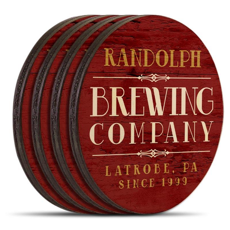 Customizable Wooden Coasters - Brewing Company - Round - Set of 4