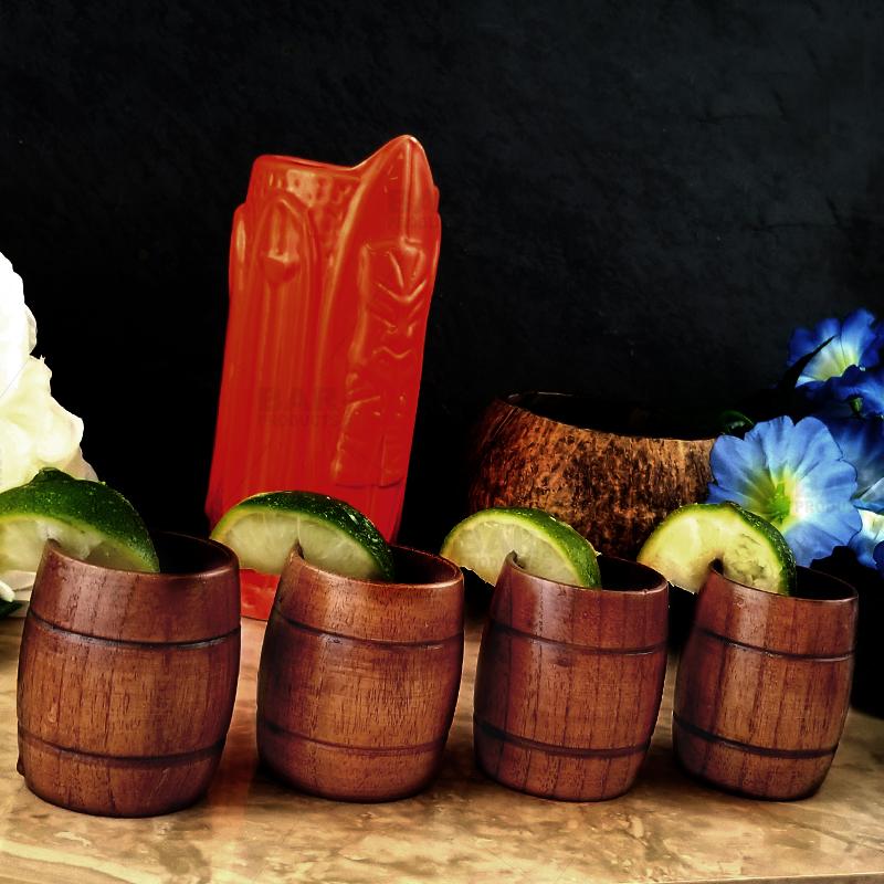 Wood Barrel Shots - 2 Oz - Set of 4