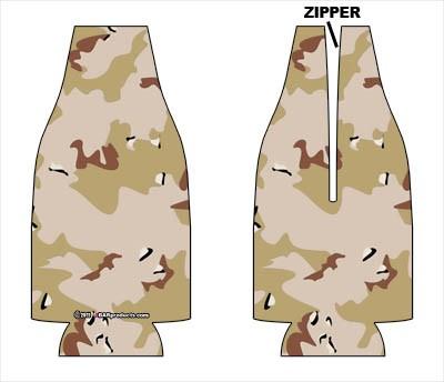 Zipper Style Bottle Coozie - Camo Desert